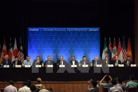 Ministros de Comercios de 12 países en una de las negociaciones del TPP (Fuente: VNA)