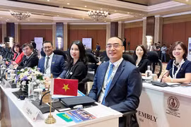 La delegación de la Auditoría Estatal de Vietnam, encabezada por el auditor general adjunto Bui Quoc Dung, asiste lunes al evento. (Fuetne: VNA)