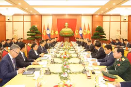El secretario general del Partido Comunista y presidente de Vietnam, To Lam, se reunió el día 10 con su homólogo laosiano, Thongloun Sisoulith. (Fuente: VNA)