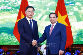 El primer ministro de Vietnam, Pham Minh Chinh, recibe a Liu Ning, miembro del Comité Central del Partido Comunista de China (PCCh) y secretario del Comité del PCCh de la Región Autónoma Zhuang de Guangxi de China. (Fuente: VNA)