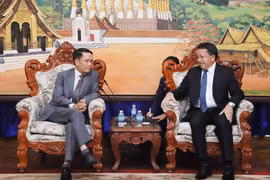 El viceministro de Información, Cultura y Turismo de Laos, Vansy Kuamua, y el presidente de la Asociación de Periodistas de Vietnam (APV), Nguyen Duc Loi. (Fuente: VNA)