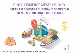Vietnam registra superávit comercial de 9,8 mil millones de dólares