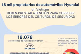 Propietarios de automóviles Hyundai en Vietnam deben prestar atención para corregir los errores del cinturón de seguridad