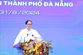 El primer ministro vietnamita, Pham Minh Chinh, habla en el evento. (Fuente:VNA)