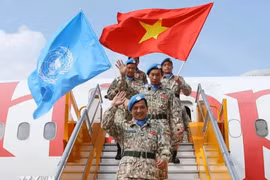 Oficiales del segundo equipo de ingenieros militares de Vietnam. (Fuente: VNA)