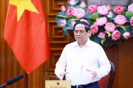 El primer ministro Pham Minh Chinh habla en el evento. (Fuente:VNA)