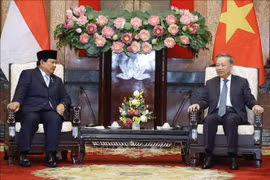 El secretario general del Partido Comunista y presidente de Vietnam, To Lam, recibió al presidente electo de Indonesia, Prabowo Subianto. (Fuente: VNA)