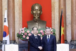 El presidente vietnamita, To Lam, y el primer ministro de Corea del Sur, Han Duck Soo. (Fuente:VNA)