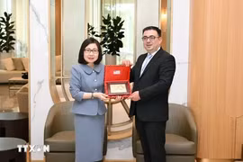 La subdirectora general de la Agencia Vietnamita de Noticias (VNA), Doan Thi Tuyet Nhung, se reúne con el presidente de la Agencia de Noticias de Azerbaiyán (AZERTAC), Vugar Aliyev. (Fuente:VNA)