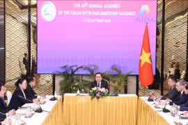 El presidente de la Asamblea Nacional (AN) de Vietnam, Tran Thanh Man (centro), en el encuentro. (Fuente: VNA)