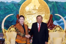 Secretario general del Partido y presidente de Laos recibe a titular del parlamento de Vietnam