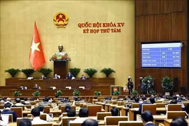 Diputados de la Asamblea Nacional votan a favor de la reforma de la Ley de Notarios. (Foto: VNA)