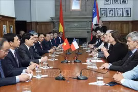 El presidente Luong Cuong recibe a la titular del Partido Socialista de Chile, Paulina Vodanovic. (Foto: VNA)