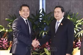 El presidente de la Asamblea Nacional de Vietnam, Tran Thanh Man (derecha) y Kevin Chng, director financiero del Grupo Keppel. (Fuente: VNA)