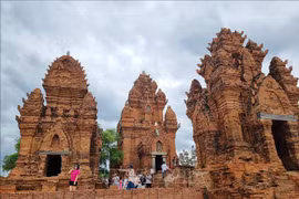 Los turistas visitan la torre Po Klong Garai, monumento arquitectónico y artístico nacional especial, distrito de Do Vinh, ciudad de Phan Rang - Thap Cham. (Fuente: baotintuc.vn)