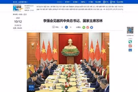 Xinhua informa sobre la reunión entre el primer ministro chino, Li Qiang, y el secretario general del Partido Comunista y presidente de Vietnam, To Lam (Fuente: VNA)