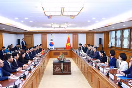 En las conversaciones entre el primer ministro de Vietnam, Pham Minh Chinh, y su homólogo Han Duck Soo (Fuente: VNA)