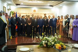 El vicepresidente de la Asamblea Nacional de Vietnam, Nguyen Khac Dinh, el embajador Tran Anh Vu y los embajadores de otros países en Brunéi. (Fuente: VNA)