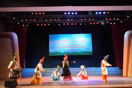 Contemplan danzas folclóricas punjabíes de la India en Ben Tre