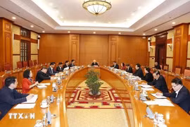 El secretario general del Partido Comunista de Vietnam, Nguyen Phu Trong, habla en la primera reunión del subcomité de asuntos de personal del XIV Congreso Nacional del PCV. (Fuente: VNA)