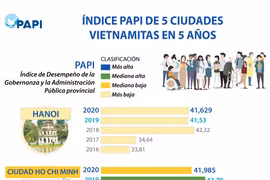 Índice PAPI de 5 ciudades vietnamitas en 5 años