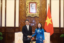 La presidenta interina de Vietnam, Vo Thi Anh Xuan, recibe al nuevo embajador de Japón en Hanoi, Ito Naoki. (Foto: VNA)