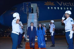 En la ceremonia de bienvenida al jefe de Gobierno vietnamita y su comitiva en la base aérea militar Galeão (Fuente: VNA)
