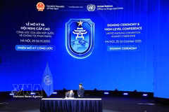 La ceremonia de firma y la conferencia de alto nivel sobre la Convención de las Naciones Unidas contra la Ciberdelincuencia tuvieron lugar en Hanoi los días 25 y 26 de octubre de 2025. (Foto: VNA)