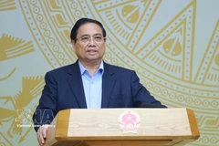 El primer ministro de Vietnam, Pham Minh Chinh, habla en la cita (Fuente: VNA)