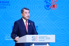 El primer ministro de Vietnam, Le Minh Hung, participa en la ceremonia inaugural del Foro Empresarial ASEAN-Rusia (Fuente: VNA)