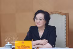 La viceprimer ministra, Pham Thi Thanh Tra,habla en la cita (Fuente: VNA)