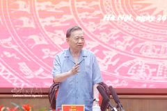 El secretario general del Partido Comunista de Vietnam (PCV) y presidente del Estado, To Lam, habla en la cita (Fuente: VNA)