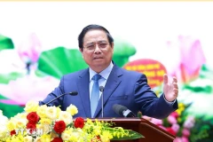El primer ministro Pham Minh Chinh habla en el evento (Fuente: VNA)