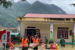 Jardín de infancia Thiet Ong en la provincia de Thanh Hoa en el momento de la inundación. Foto: VNA