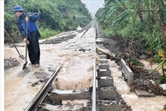 Debido a las fuertes lluvias en la región del Centro-Sur, la Corporación de Ferrocarriles de Vietnam anunció la suspensión de varios trenes de pasajeros y de carga (Fuente: VNA)