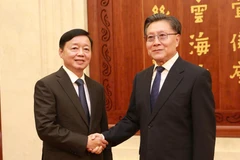 El viceprimer ministro de Vietnam, Tran Hong Ha (izquierda) y Wang Dongming, vicepresidente del Comité Permanente de la Asamblea Popular Nacional (Fuente: VNA)