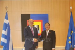 El vicepresidente de la Asamblea Nacional, Nguyen Duc Hai, se reúne con el vicepresidente de Grecia, Kostantinos Chatzidakis. Foto: VNA