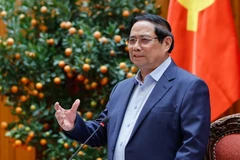 El primer ministro Pham Minh Chinh habla en la cita. (Fuente: VNA)
