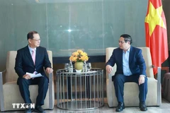 El primer ministro de Vietnam, Pham Minh Chinh (derecha) se reúne con representante de la Compañía Hyosung Vina (Fuente: VNA)