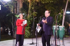 El presidente del Instituto Cubano de Amistad con los Pueblos (ICAP) Fernando González Llort habla en el evento (Fuente: VNA)