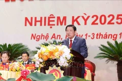 El miembro del Buró Político, secretario del Comité Central del PCV y jefe de su Comisión de Asuntos Internos, Phan Dinh Trac, habla en el evento (Fuente: VNA)