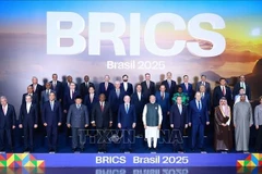 El primer ministro Pham Minh Chinh y los jefes de las delegaciones que asisten a la Cumbre BRICS 2025 posan para una foto de grupo. (Foto: VNA)