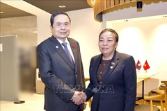 El titular de la Asamblea Nacional de Vietnam, Tran Thanh Man, se reunió con la vicepresidenta de la Asamblea Nacional de Laos, Sounthone Xayachack (Fuente: VNA)