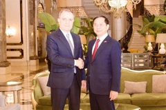 El vicepremier y ministro de Asuntos Exteriores de Vietnam, Bui Thanh Son (derecha) se reúne con el canciller de Azerbaiyán, Jeyhun Bayramov (Fuente: VNA)