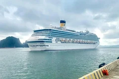 Un crucero visita la bahía de Ha Long, en la provincia nororiental de Quang Ninh. (Foto: VNA)