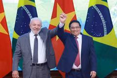 El primer ministro vietnamita, Pham Minh Chinh,se reúne con el presidente brasileño, Luiz Inácio Lula da Silva (Fuente: VNA)