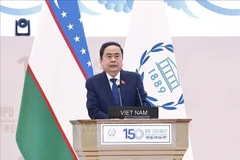 El presidente de la Asamblea Nacional de Vietnam, Tran Thanh Man, pronuncia un discurso en la 150 Asamblea de la Unión Interparlamentaria (Fuente: VNA)