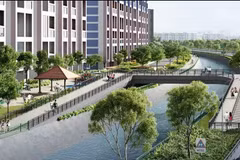 Recreación artística del puente peatonal de hormigón impreso en 3D. (Foto: Autoridad de Transporte Terrestre de Singapur)