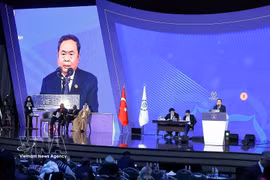 El presidente de la Asamblea Nacional, Tran Thanh Man, interviene en el debate general de la UIP-152. Foto: VNA