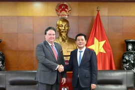 El ministro de Industria y Comercio, Nguyen Hong Dien, sostiene una reunión con el embajador de Washington en Hanoi, Marc E. Knapper (Fuente: VNA)